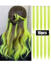 Kit 10 Extensões de cabelo Fantasia Peruca Brilho no Escuro Cor:Amarelo Kit 10 Extensões de cabelo Fantasia Peruca Brilho no Escuro Cor:Amarelo
