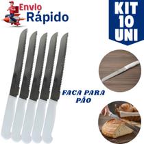 Kit 10 Faca Para Pão Grande Em Inox N8 De Serra Grande Ideal Torta Pão Caseiro Panificadora Cozinha