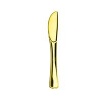 KIT 10 FACAS 19,6cm Descartáveis de Luxo em Plástico Gold