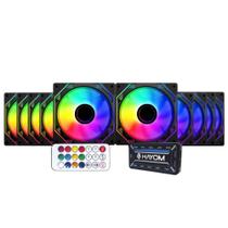 Kit 10 Fans Hayom RGB 120mm C/Controladora Preto - FC1308 Kit 10 Fans Hayom RGB 120mm C/Controladora Preto - FC1308
