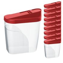 Kit 10 Farinheira Multiuso 1 Litro Tampa Preta p/ Farinha Açúcar Sabão em Pó