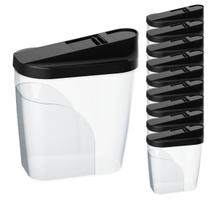 Kit 10 Farinheira Multiuso 1 Litro Tampa Preta p/ Farinha Açúcar Sabão em Pó