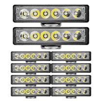 kit 10 Farol de LED Retangular com 6 LED 12v24v 18W Branco