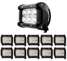Kit 10 Farol De Milha Quadrado 6 Leds 12-24v 18w Universal Trator Agricola Caminhão Carro Suv Jeep Off Road Trilha 6000k Kit 10 Farol De Milha Quadrado 6 Leds 12-24v 18w Universal Trator Agricola Caminhão Carro Suv Jeep Off Road Trilha 6000k