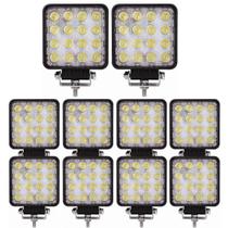 Kit 10 Farol De Milha Quadrado Led Off Road 4x4 48W 16 Leds - Lelong