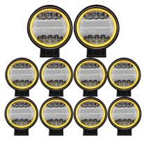 Kit 10 Farol Milha Led Redondo 72w Pisca Âmbar Seta 10-36v Kit 10 Farol Milha Led Redondo 72w Pisca Âmbar Seta 10-36v