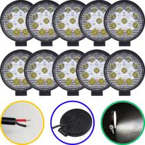 Kit 10 Farolete Milha Redondo 27w 9 Leds Jeep Troller Univ