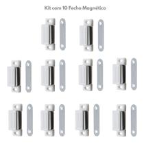 Kit 10 Fecho Magnético Imã Trava Porta Gaveta Armário Móveis