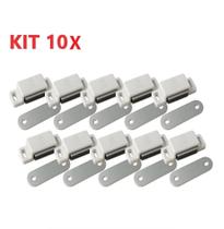 Kit 10 Fecho Magnetico Trinco Armario Porta Trava Ima Moveis Guarda Roupas Fecho Branco Profissional