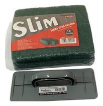 Kit 10 Fibra Esponja Limpeza Pesada Slim Bettanin + Suporte Kit 10 Fibra Esponja Limpeza Pesada Slim Bettanin + Suporte