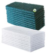Kit 10 Fibras Brancas Para Vidro + 10 Fibras Pesada Verde Para Crostas de Panelas Grelhas / Limpeza de Piso Pós Obra