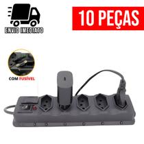 Kit 10 Filtro de Linha 5Tomadas Régua de Tomada com Fusível Extensão Elétrica Bivolt Tripolar