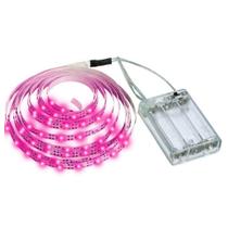 Kit 10 Fios Fita LED Luz Rosa 120 Lâmpadas LED 2m À Pilha