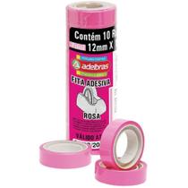 Kit 10 Fita Adesiva Rosa Escolar Escritório 12mm x 10m Kit 10 Fita Adesiva Rosa Escolar Escritório 12mm x 10m