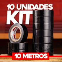 Kit 10 Fita Isolante 10 Metros Profissional Antichamas Qualidade Uso Geral Multiuso Exelente Kit 10 Fita Isolante 10 Metros Profissional Antichamas Qualidade Uso Geral Multiuso Exelente