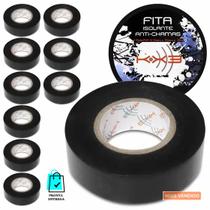 Kit 10 Fita Isolante Adesiva Preta 3m 19mmx20m Antichama Pvc