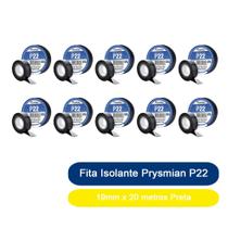 Kit 10 Fita Isolante Prysmian P22 19mm x 20 metros Preta Kit 10 Fita Isolante Prysmian P22 19mm x 20 metros Preta