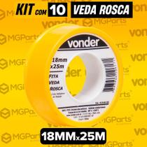 Kit 10 Fita Veda Rosca Vonder Profissional Hidráulica Vedação Cano Torneiras Original Kit 10 Fita Veda Rosca Vonder Profissional Hidráulica Vedação Cano Torneiras Original
