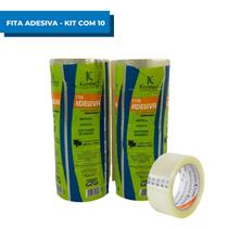 Kit 10 Fitas Adesiva Koretech 48x45 Transparente - Tipo Durex Largo Para Embalar Caixas