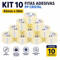 Kit 10 fitas adesivas pp cristal 45mm x 50m Kit 10 fitas adesivas pp cristal 45mm x 50m