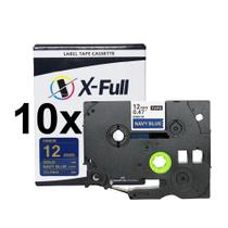 Kit 10 Fitas Cetim Compatível Brother Tze RN34 Azul 12mm