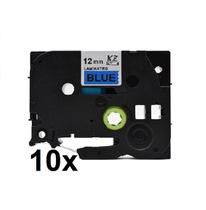 Kit 10 Fitas Compatível Brother Tz 531 Azul Letra Preta 12mm