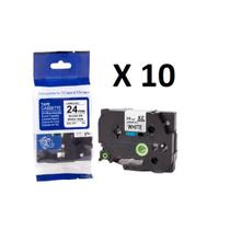 Kit 10 Fitas Compatível Brother Tze-251 Branca 24Mm