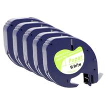 Kit 10 Fitas Compatível Letratag Papel 91200 T Branca Letra Preta 12mm Kit 10 Fitas Compatível Letratag Papel 91200 T Branca Letra Preta 12mm