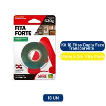 Kit 10 Fitas Dupla Face 15mm x 2m Transparente Fita Forte Adere Kit 10 Fitas Dupla Face 15mm x 2m Transparente Fita Forte Adere