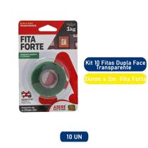 Kit 10 Fitas Dupla Face 24mm x 2m Transparente Fita Forte Adere