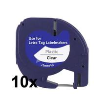 kit 10 Fitas Plástica Compatível Letratag 12267 Incolor 12mm kit 10 Fitas Plástica Compatível Letratag 12267 Incolor 12mm