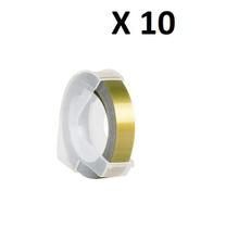 Kit 10 Fitas Vinil Compatível Dymo 3D825 Dourada 9mm