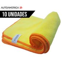 Kit 10 Flanelas de Microfibra Amarela 40x60CM 350GSM Autoamerica