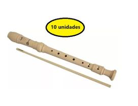 kit 10 Flautas Doce Germânica -Cor Marfim - Spring SG-FLG