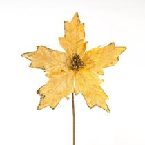 Kit 10 Flores Amarela Artificial Decoração Natal Brilho 21cm Kit 10 Flores Amarela Artificial Decoração Natal Brilho 21cm