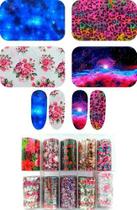 Kit 10 Foils Decoração Unha Manicure Modelos 3d Transfer Kit 10 Foils Decoração Unha Manicure Modelos 3d Transfer