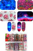 Kit 10 Foils Decoração Unha Manicure Modelos 3d Transfer Kit 10 Foils Decoração Unha Manicure Modelos 3d Transfer