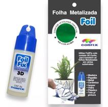 Kit 10 Folhas Metalizadas Verde + Foil Cola Contato Corfix