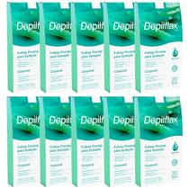 Kit 10 Folhas Prontas Depilação Corporal Aloe Vera Depilflax Cera Fria Perna Braco Axila 20un Kit 10 Folhas Prontas Depilação Corporal Aloe Vera Depilflax Cera Fria Perna Braco Axila 20un