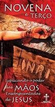 Kit 10 folheto novena e terço mãos ensanguentadas jesus - atacado