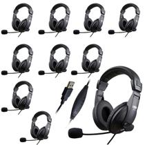 Kit 10 Fone De Ouvido Headset Usb P/ Escritório Home Office