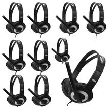 Kit 10 Fone De Ouvido Usb Headset Microfone Df-55 Com Volume