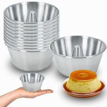 Kit 10 Forma de Bolo e Pudim Mini com Cone Alumínio Polido 12 cm