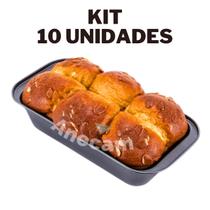 Kit 10 Formas Assadeira De Pão Bolo Torta Antiaderente 29,5 x 13 cm