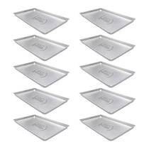 Kit - 10 Formas Assadeiras Lisa Estampada 0,6mm Pão Doce Alumínio 58 x 70 x 3,5 Padaria Confeitaria