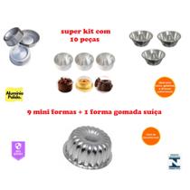 Kit 10 Formas Bolo Decorado Com 9 Mini Formas Bolo Baby e 1 Forma Suíça Gomada