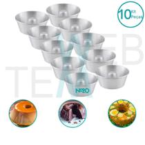 Kit 10 Formas de Pudim 8x20cm Alumínio Sustentável para Bolo com Furo Cuscuz Sobremesa Cozimento Uniforme Fácil Limpeza Uso Caseiro e Profissional Kit 10 Formas de Pudim 8x20cm Alumínio Sustentável para Bolo com Furo Cuscuz Sobremesa Cozimento Uniforme Fácil Limpeza Uso Caseiro e Profissional
