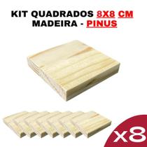 Kit 10 Formas Quadradas Madeira Pinus 8x8x15mm - Senhora Madeira