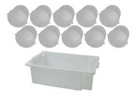 Kit 10 Formas Queijo 1Kg+ 1 Caixa De Armenar 40 L (11 Pçs) Kit 10 Formas Queijo 1Kg+ 1 Caixa De Armenar 40 L (11 Pçs)