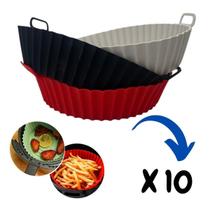 Kit 10 Forro Fritadeira Forma De Silicone Air Fryer Com Alça